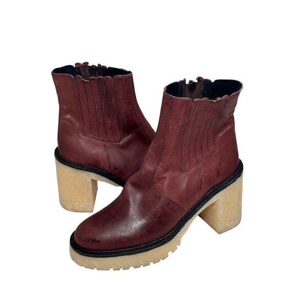 FREE PEOPLE James Cheslea Boots Cherry Chocolate leather size 39.5/8.5 New - Picture 4 of 8